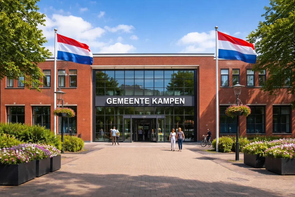 Bedrijven in Kampen Voorkant van het gemeentehuis in Kampen overdag